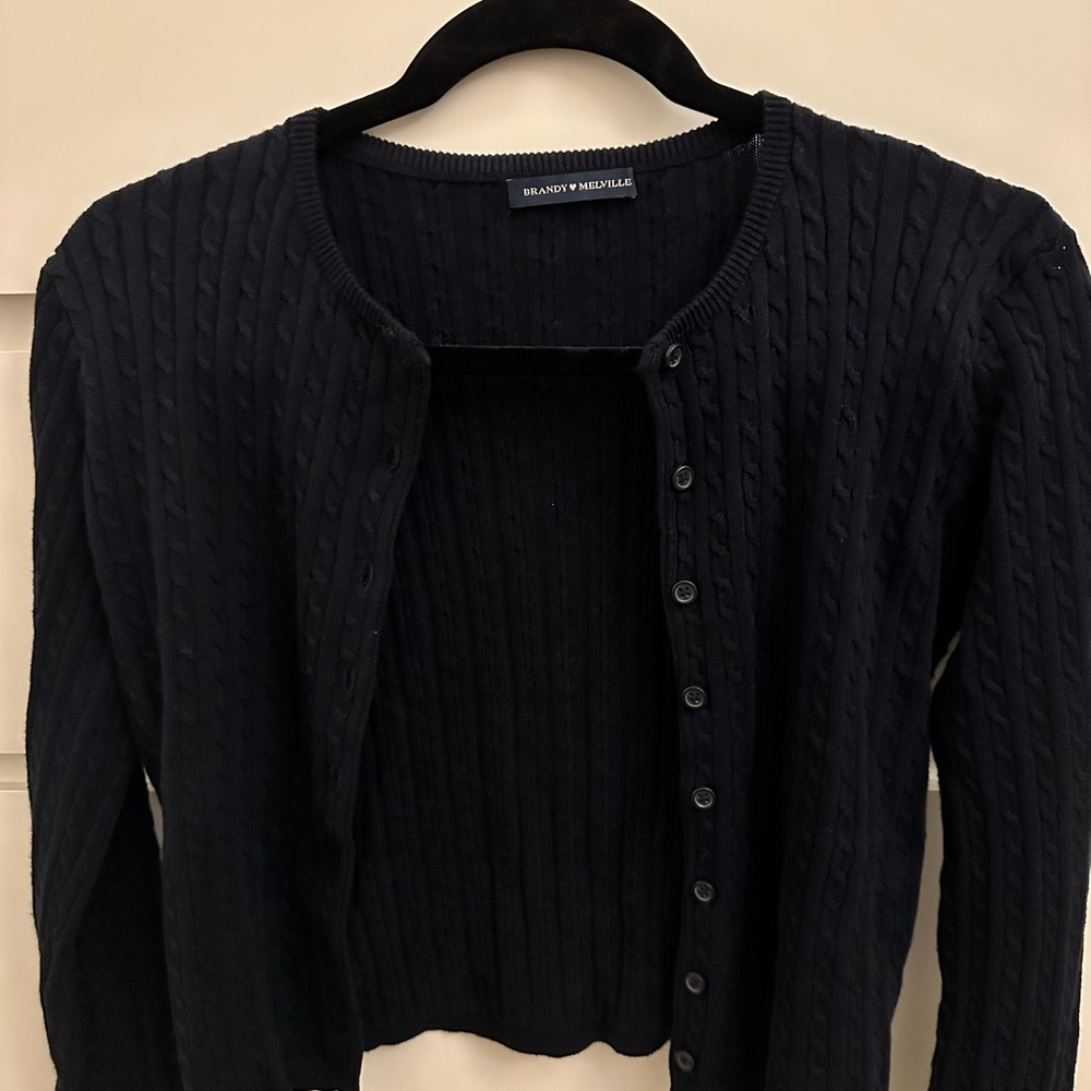 Brandy Melville Black Cable Knit Cardigan